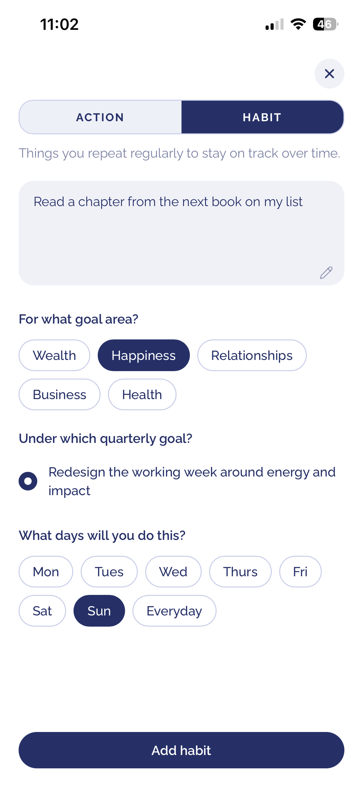 Limitless Life Planner app screen
