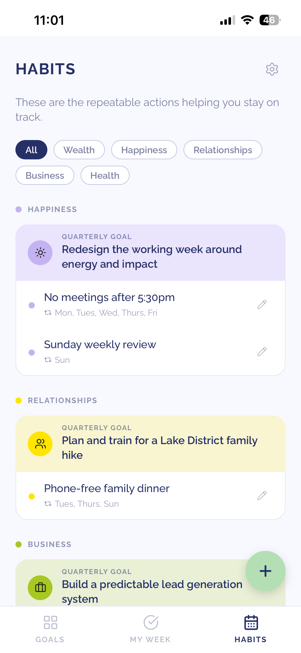 Limitless Life Planner app screen