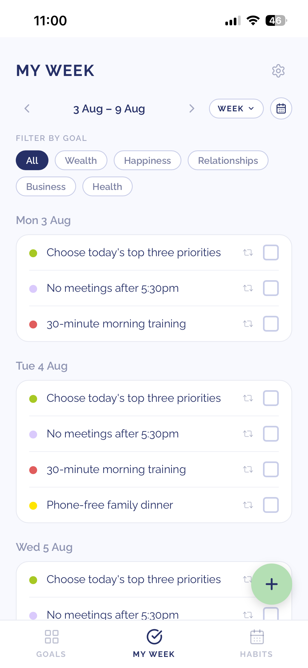 Limitless Life Planner app screen