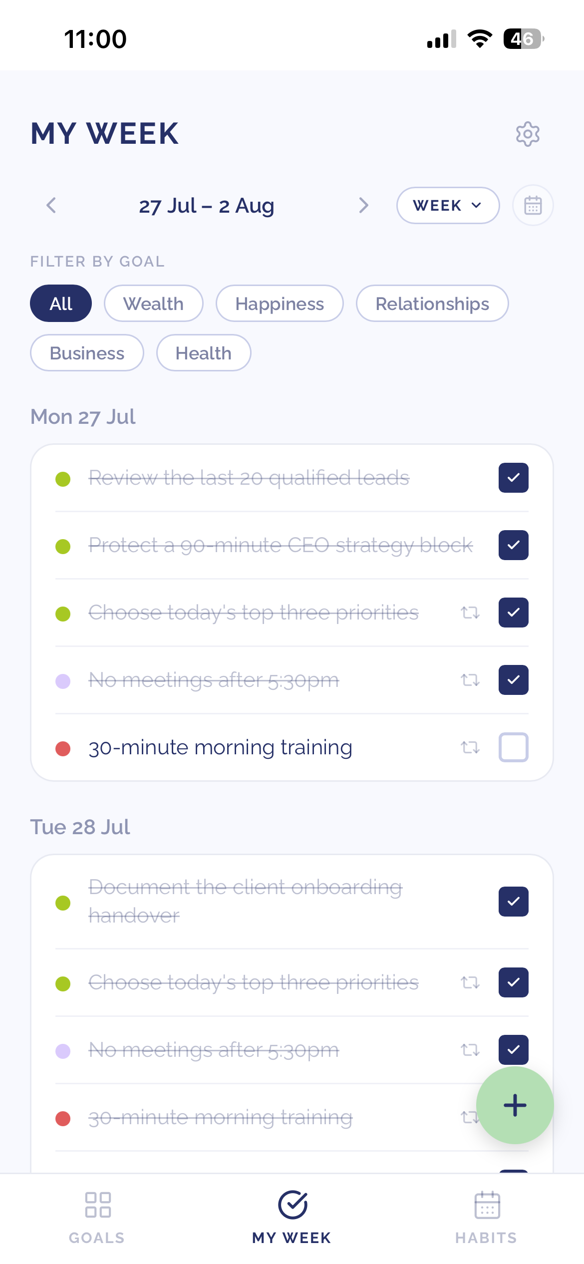 Limitless Life Planner app screen
